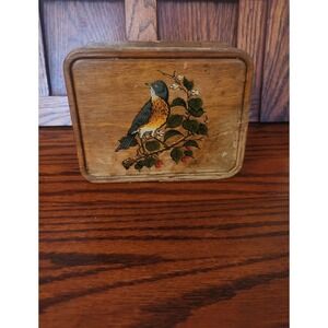 Vintage Wood Napkin Holder Kitchy Kitchen Hand Painted Bird